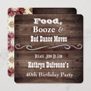Invitation "Bad Dance Moves" Rustique Floral Anniversaire Inv
