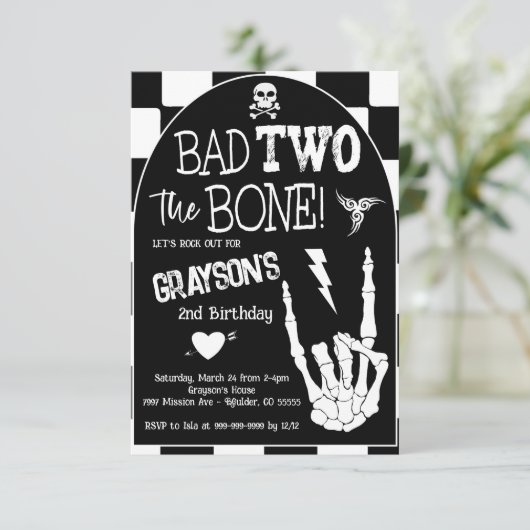 Invitation Bad DEUX Bone 2e fête d'anniversaire (Debout devant)