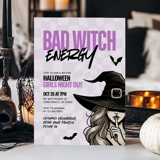 Invitation Bad Sorcière Energy Girls Night Out Halloween Part