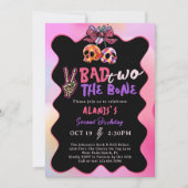 Invitation Bad Two The Bone Pink Purple 2e fête d'anniversair (Devant)