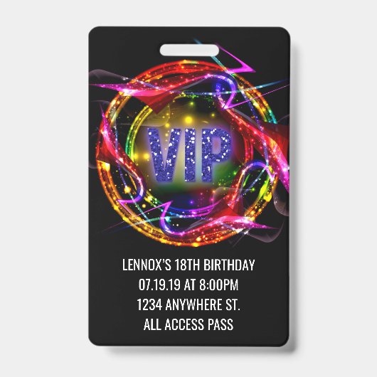 Invitation Badge de Passe VIP d'Anniversaire (Avant)