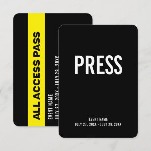 Invitation Badge d'identification de l'événement Press All Ac