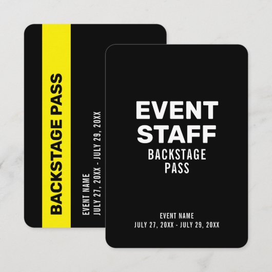 Invitation Badge d'identification de personnel d'événement Ba (Devant / Derrière)