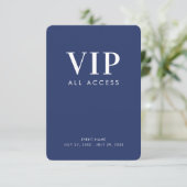 Invitation Badge d'identification VIP tout accès bleu marine (Debout devant)