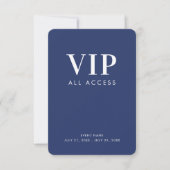 Invitation Badge d'identification VIP tout accès bleu marine (Devant)