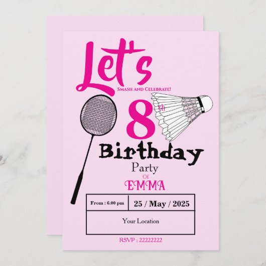 Invitation Badminton  (Devant / Derrière)