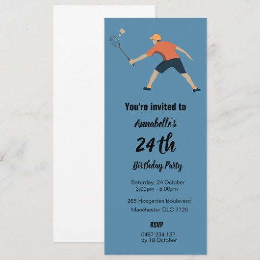 Invitation Badminton (Devant / Derrière)