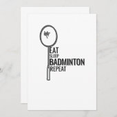 Invitation Badminton - Mangez le sommeil Badminton Répétition (Devant / Derrière)