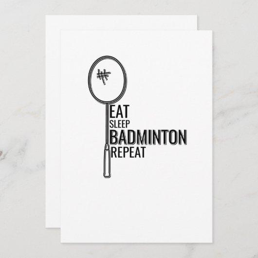 Invitation Badminton - Mangez le sommeil Badminton Répétition (Devant / Derrière)