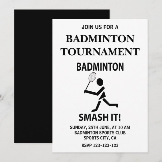 Invitation Badminton Smash It Sports Badminton (Devant / Derrière)