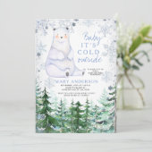 Invitation Baer Winter Snowflakes Forest Animal Baby shower (Debout devant)