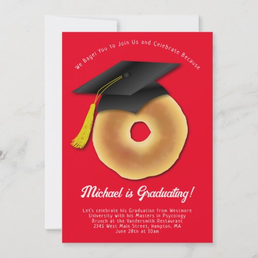 Invitation Bagel Petit-Déjeuner Brunch Graduation Party Invit (Devant)