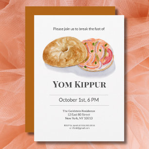 Invitation Bagels au saumon fumé aquarelle Yom Kippur