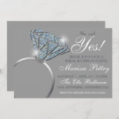 Invitation Bague à diamant, Bachelorette, elle a dit oui (Devant / Derrière)
