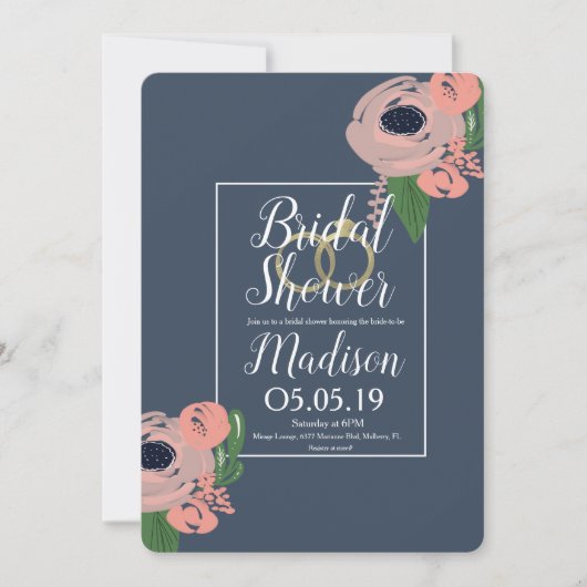 Invitation Bague à huile rose rose rose rose brillant (Devant)