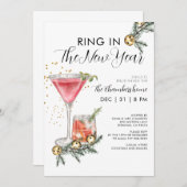 Invitation Bague À La Fête Du Cocktail Du Nouvel An (Devant / Derrière)