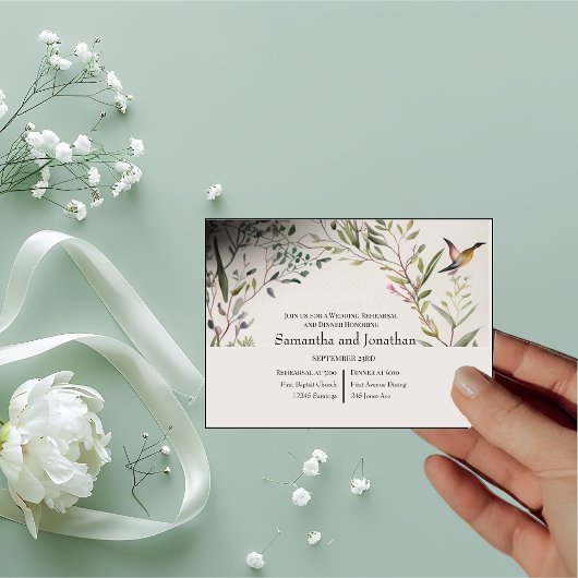 Invitation Bague BOHO de fleurs et de branches de répétition