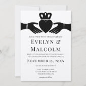 Invitation Bague de Claddagh irlandais Simple Mariage noir et (Devant)
