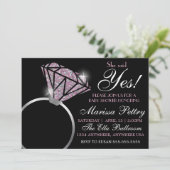 Invitation Bague de diamant, Baby SHower, elle a dit oui rose (Debout devant)