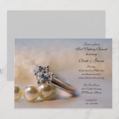Invitation Bague de diamant et perles Mariage de poste Brunch (Devant / Derrière)