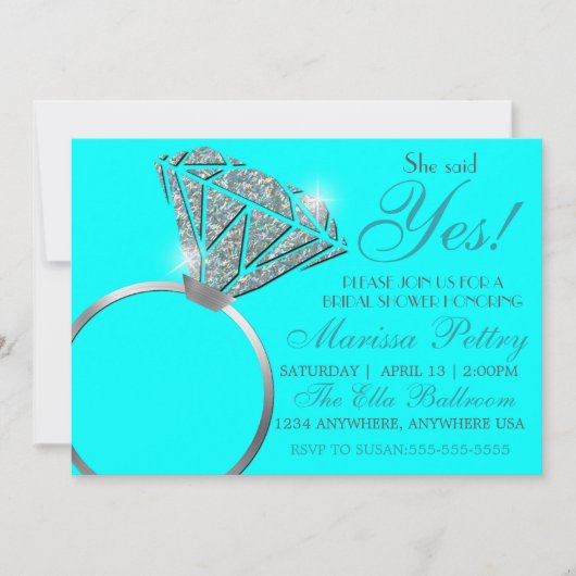Invitation Bague de diamant, Réception de mariage, elle a dit (Devant)