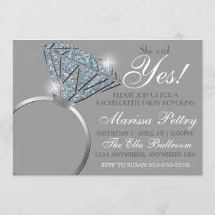Invitation Bague de diamants, future mariée, elle a dit oui