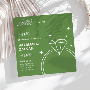 Invitation Bague de fiançailles diamant verte Islamique Musul