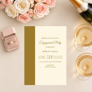 Invitation Bague de fiançailles moderne minimaliste en or et