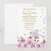 Invitation Bague de fiançailles pour couples de roses roses p (Devant / Derrière)