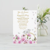 Invitation Bague de fiançailles pour couples de roses roses p (Debout devant)