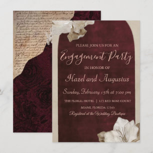 Invitation Bague de fiançailles vintage velvet burgundy et or