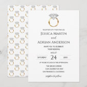 Invitation Bague de mariage diamant blanc moderne (Devant / Derrière)