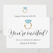 Invitation Bague de mariage diamant bleu bébé (Devant / Derrière)
