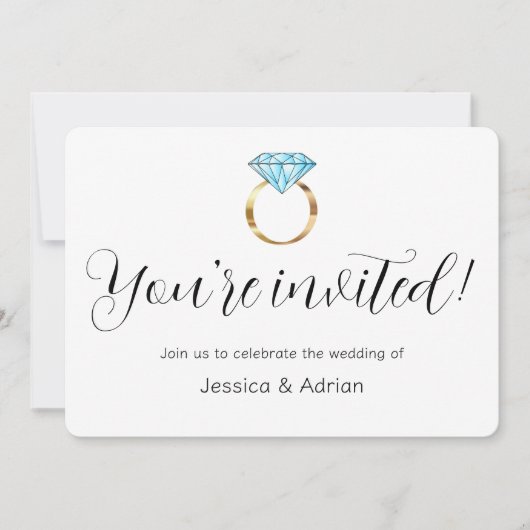 Invitation Bague de mariage diamant bleu bébé (Devant)