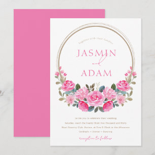 Invitation Bague de mariage élégante en or à fleurs de rose r