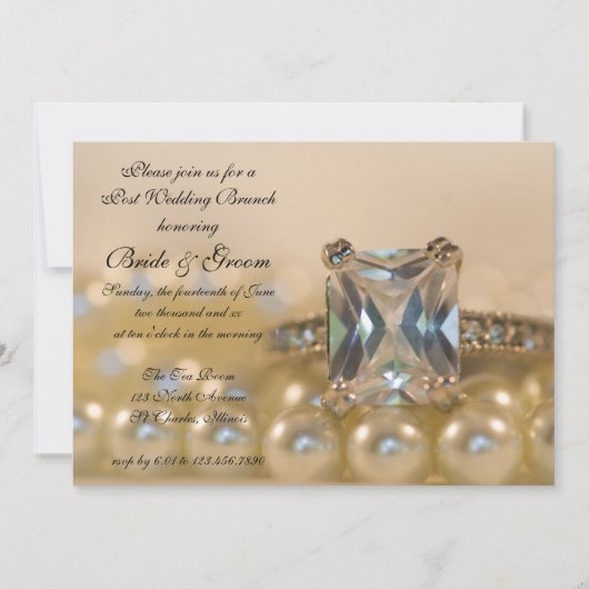 Invitation Bague de princesse diamant perles brunch après mar (Devant)