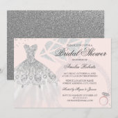 Invitation Bague de robe argent or rose scintillant douche de (Devant / Derrière)