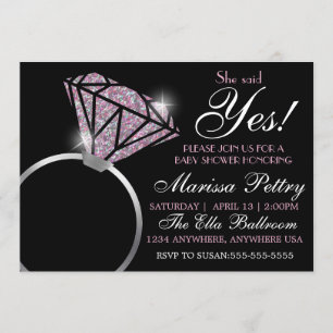 Invitation Bague diamant, Baby SHower, elle a dit oui rose