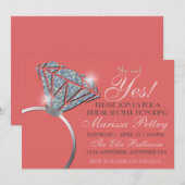 Invitation Bague diamant, Bling enterrement de vie de jeune f (Devant / Derrière)