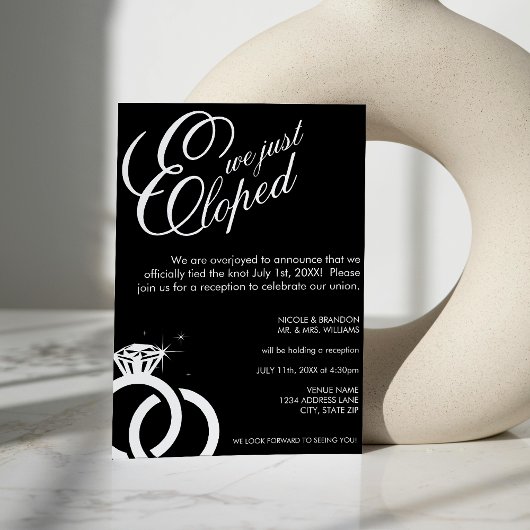 Invitation Bague en diamant blanc et noir Réception de mariag