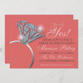 Invitation Bague en diamant, Shower de mariage Bling, elle a (Devant / Derrière)