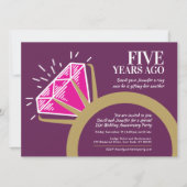 Invitation Bague en tourmaline rose pour la fête du 5e annive (Devant)