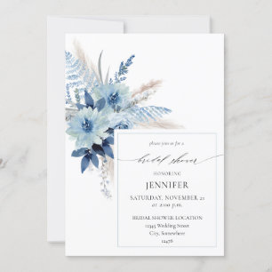 Invitation Bague florale Boho bleu Dusty Fête des mariées 2