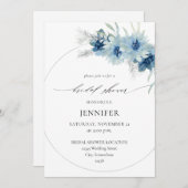 Invitation Bague florale Boho bleu Dusty Fête des mariées B (Devant / Derrière)