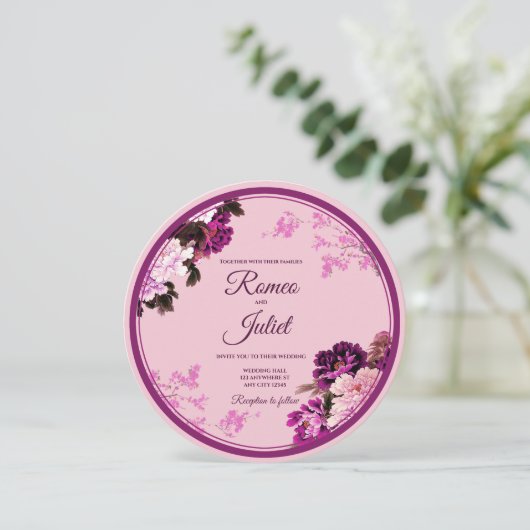 Invitation Bague florale violette (Debout devant)