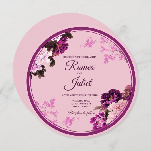Invitation Bague florale violette (Devant / Derrière)