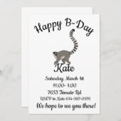 Invitation Bague Joyeuse De Jour À La Queue De Lemur (Devant / Derrière)