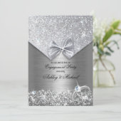 Invitation bague pailletée argentée chic paillettes sequins s (Debout devant)