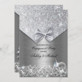 Invitation bague pailletée argentée chic paillettes sequins s (Devant / Derrière)