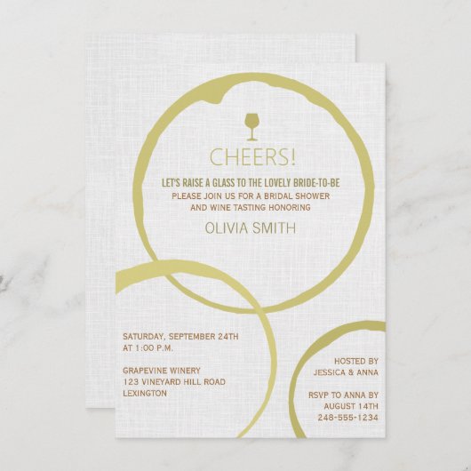 Invitation Bagues à vin blanc Bagues à douche nuptiale Invita (Devant / Derrière)